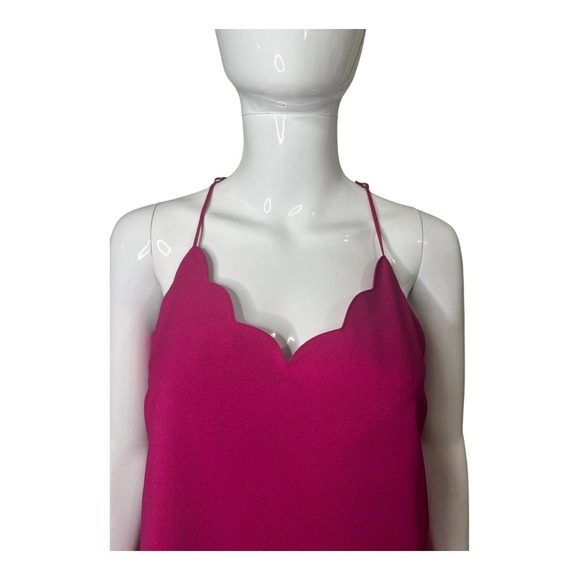 J Crew Size 4 Top Scalloped Trim Cami Hot Pink 
Blouse Racer back Sleeve J. Crew - Picture 3 of 12
